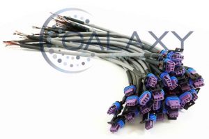 Multi-conductor cable assemblies with purple and blue connectors