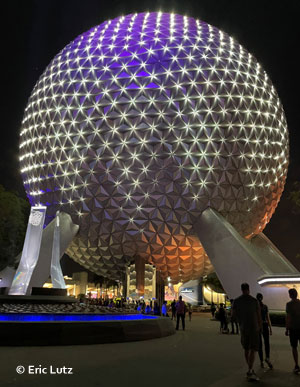 Big lighted ball at amusement park